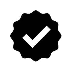 Black check mark icon on a white background